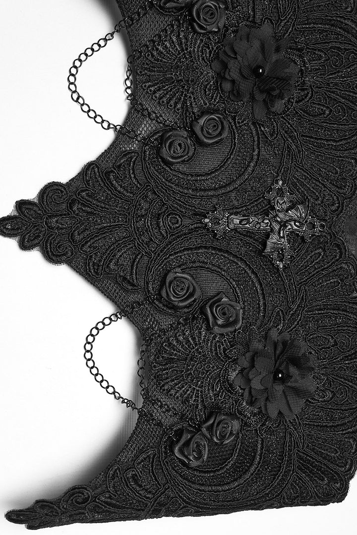 romantic embroidered black lace corset by devil fashion 
