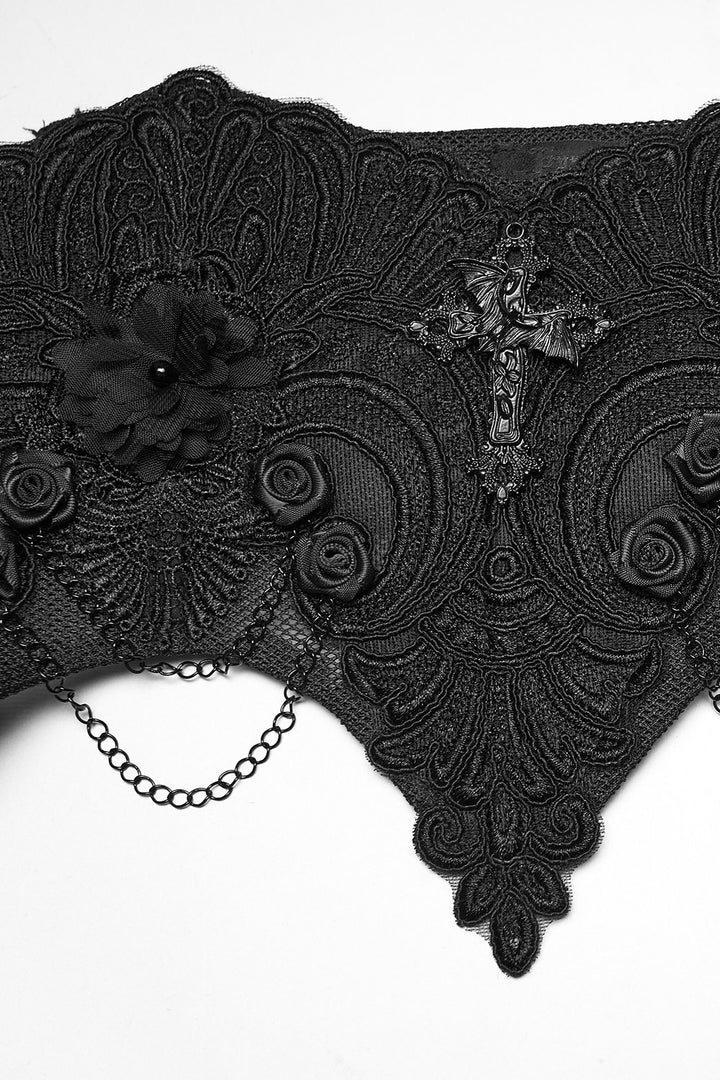 embroidered black lace corset by devil fashion 