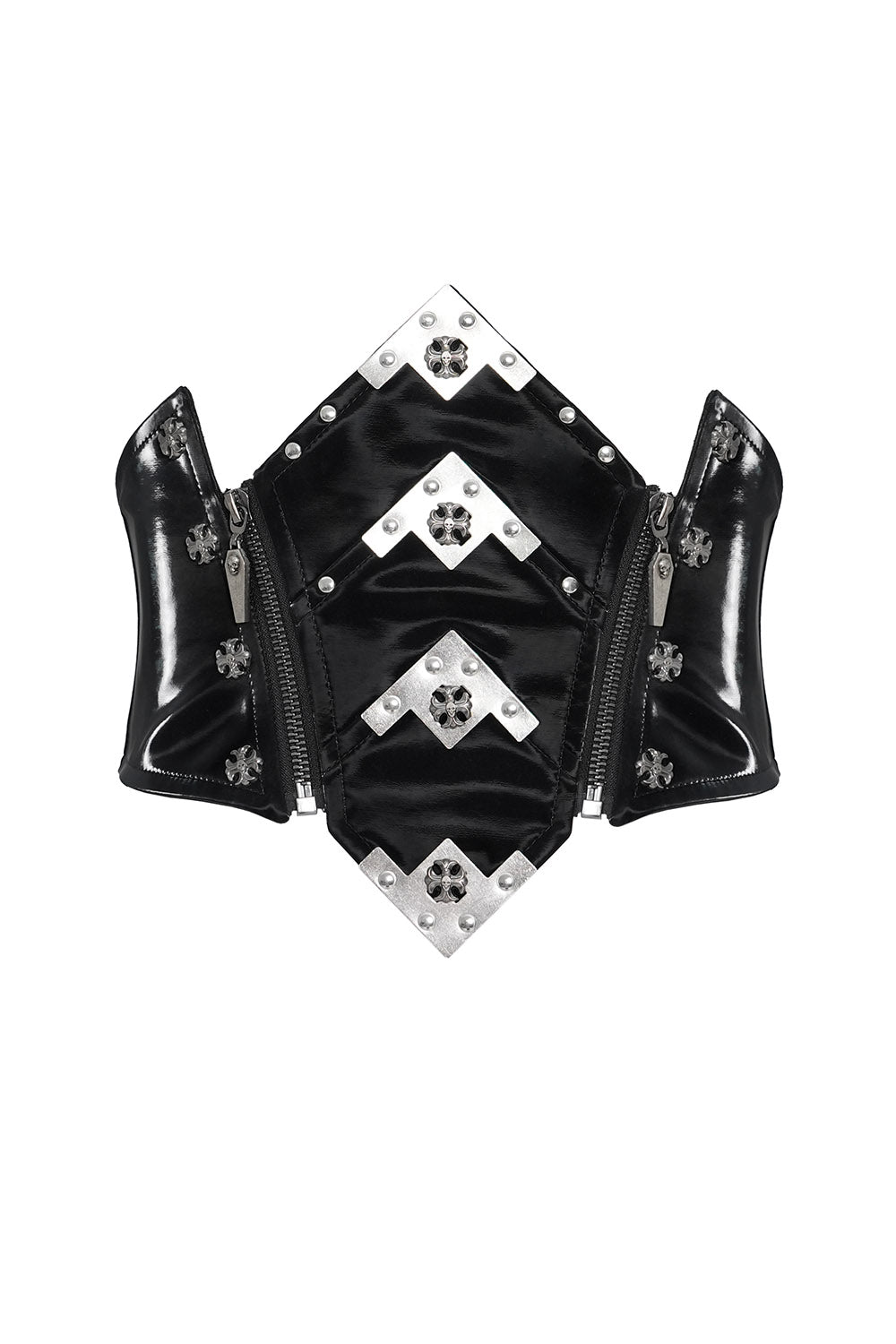 goth corset belt with coffin zip pull