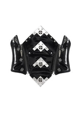 goth corset belt with coffin zip pull