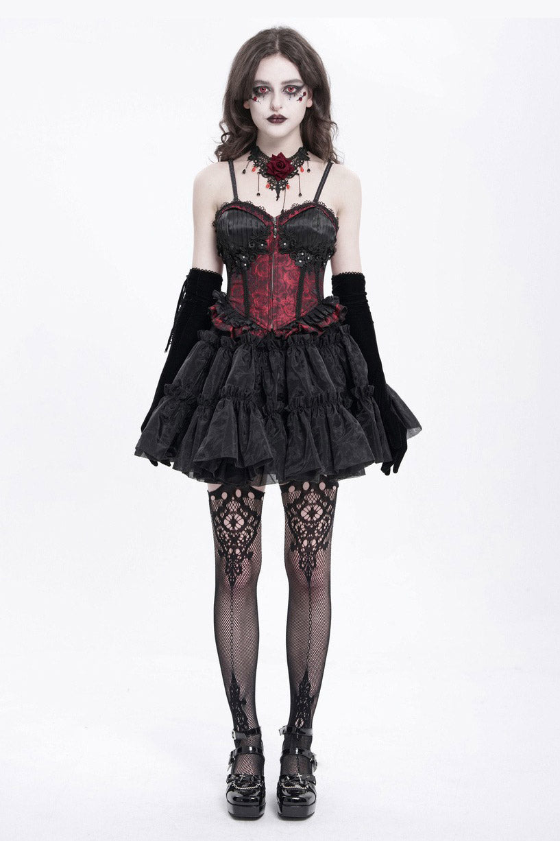 floral pattern rose gothic corset top by devil fashion 