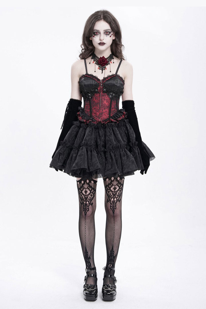 floral pattern rose gothic corset top by devil fashion 