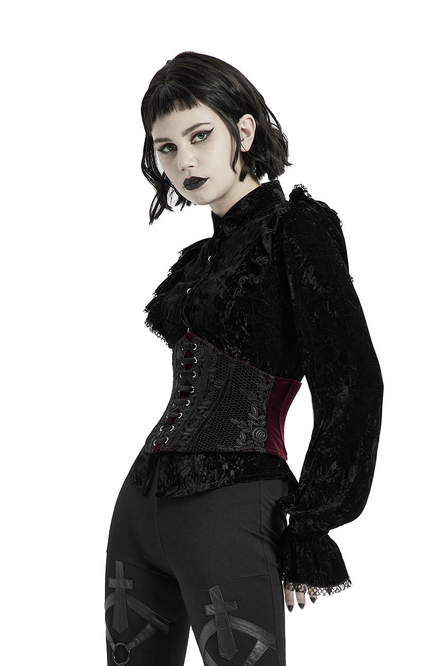 romantic floral red and black gothic corset