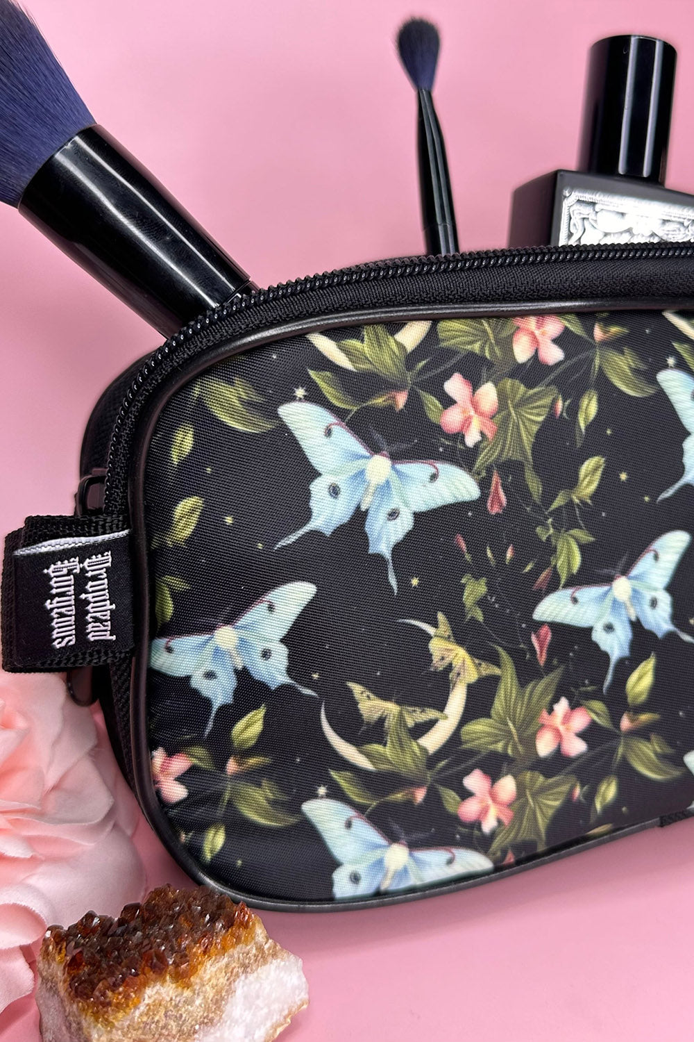 dark cottagecore butterfly travel makeup bag 