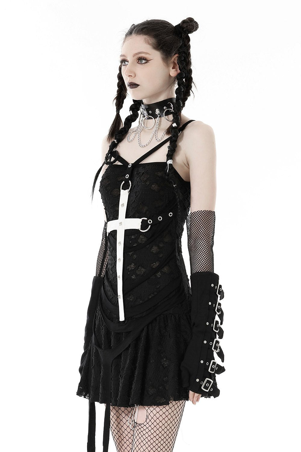 Gothic-Kreuz-Kleid im Used-Look