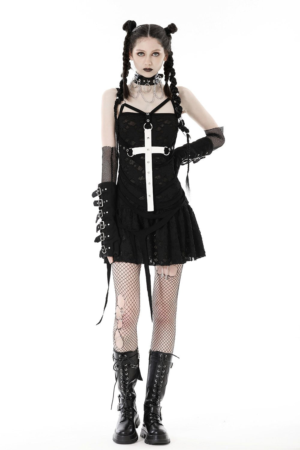 Gothic Cross Distressed Dress - dresses - VampireFreaks - Dark In Love