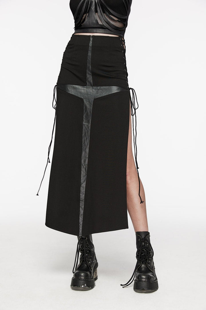 Gothic Cross High - Waisted Maxi Skirt - skirts - VampireFreaks - Punk Rave