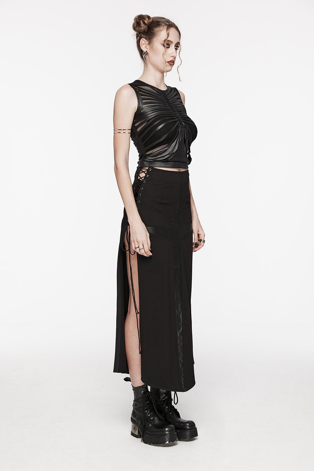 Gothic Cross High - Waisted Maxi Skirt - skirts - VampireFreaks - Punk Rave