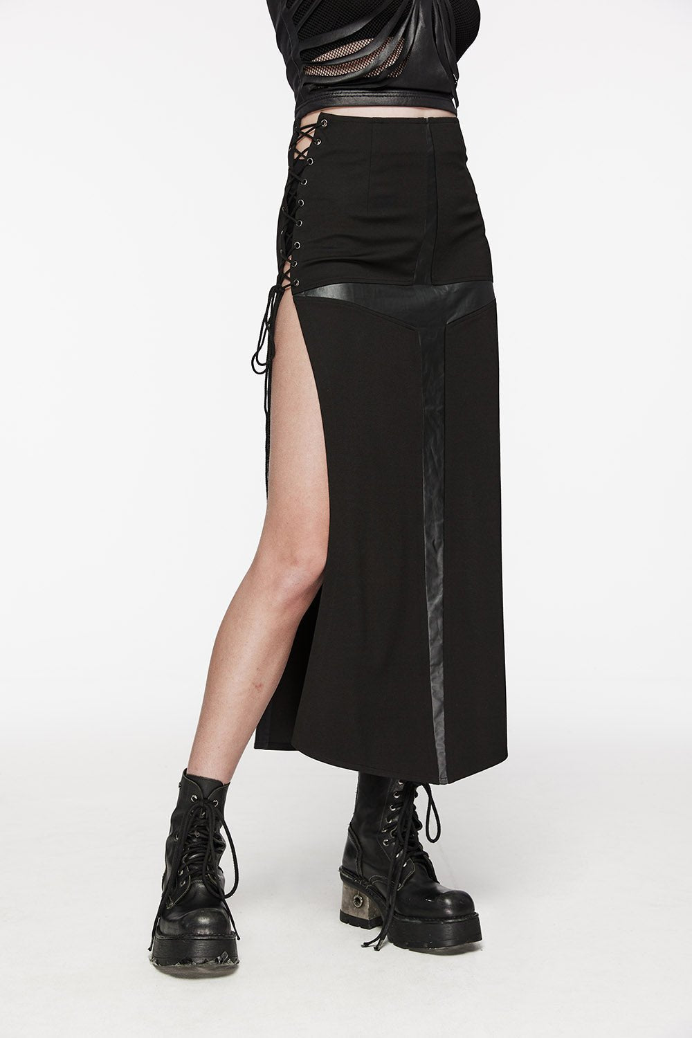 Gothic Cross High - Waisted Maxi Skirt - skirts - VampireFreaks - Punk Rave