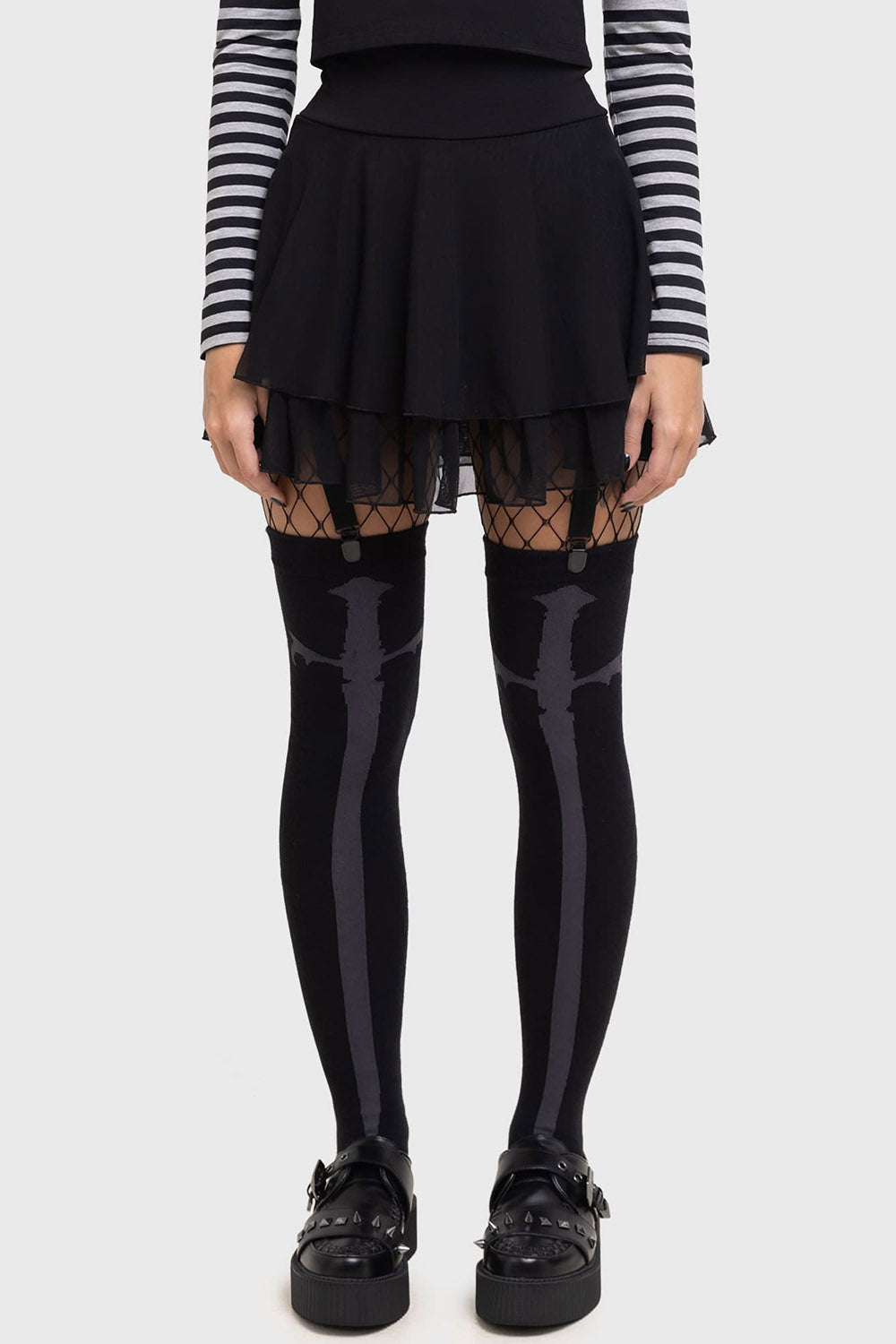 gothic cross black cotton socks by killstar