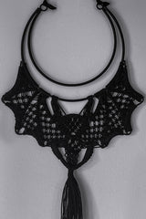 hippie goth crescent moon and bat hanging decoration  for wall 
