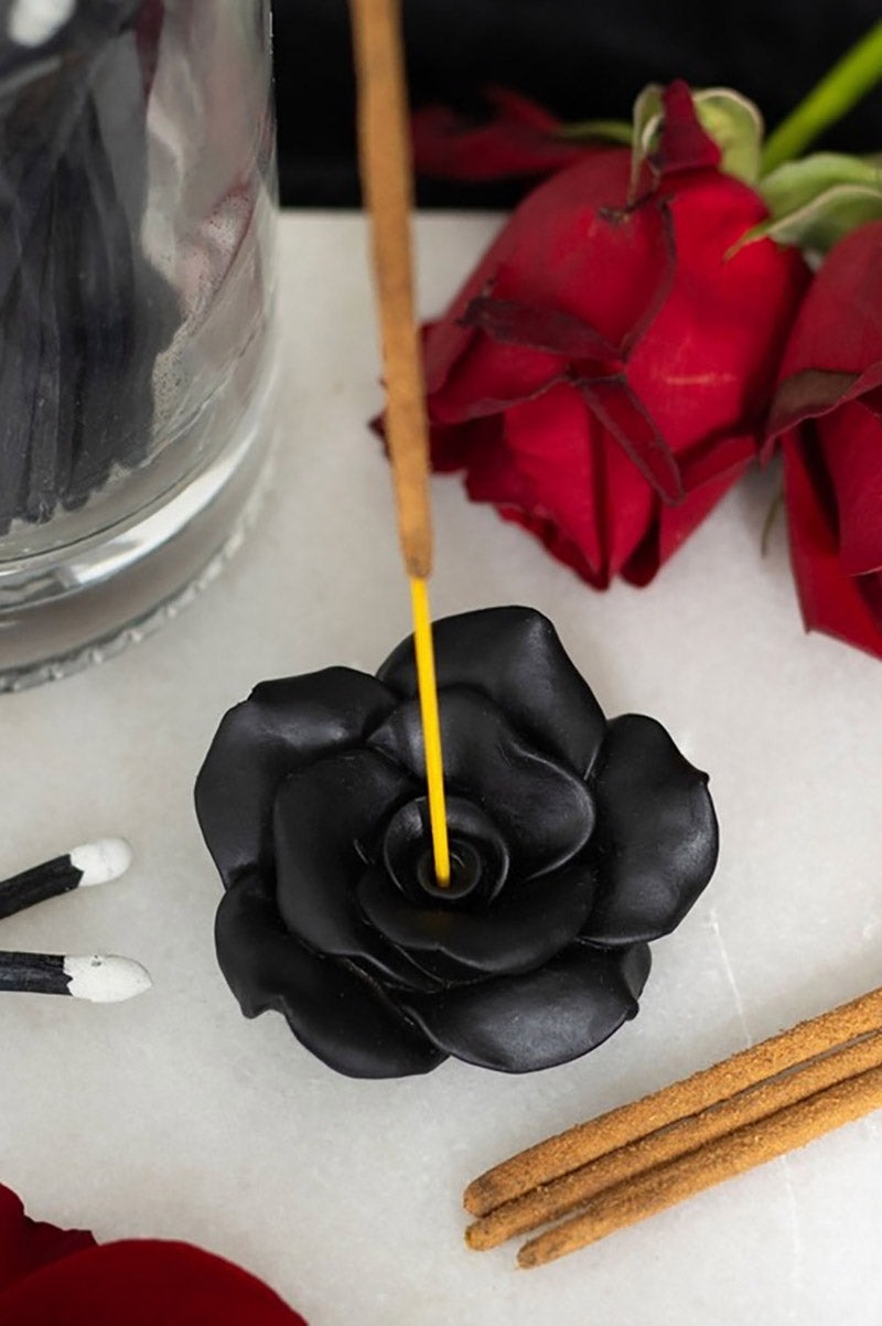 black rose incense holder