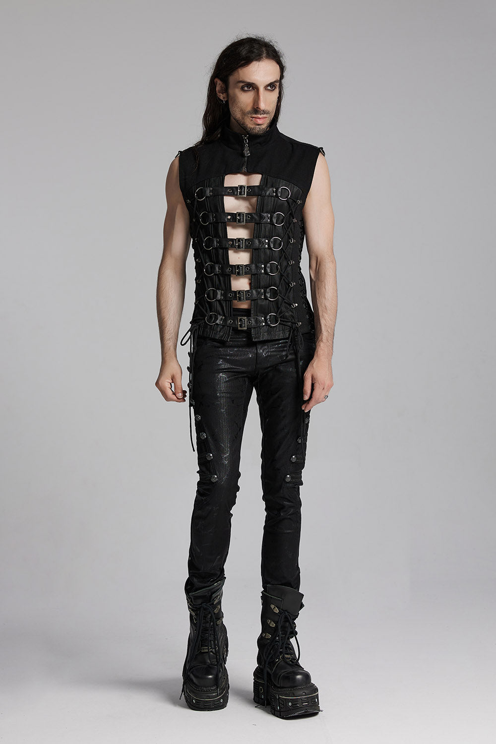 mens gothic cut-out vest