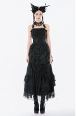 gothic lace black mini dress