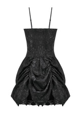 draped gothic lace black mini dress
