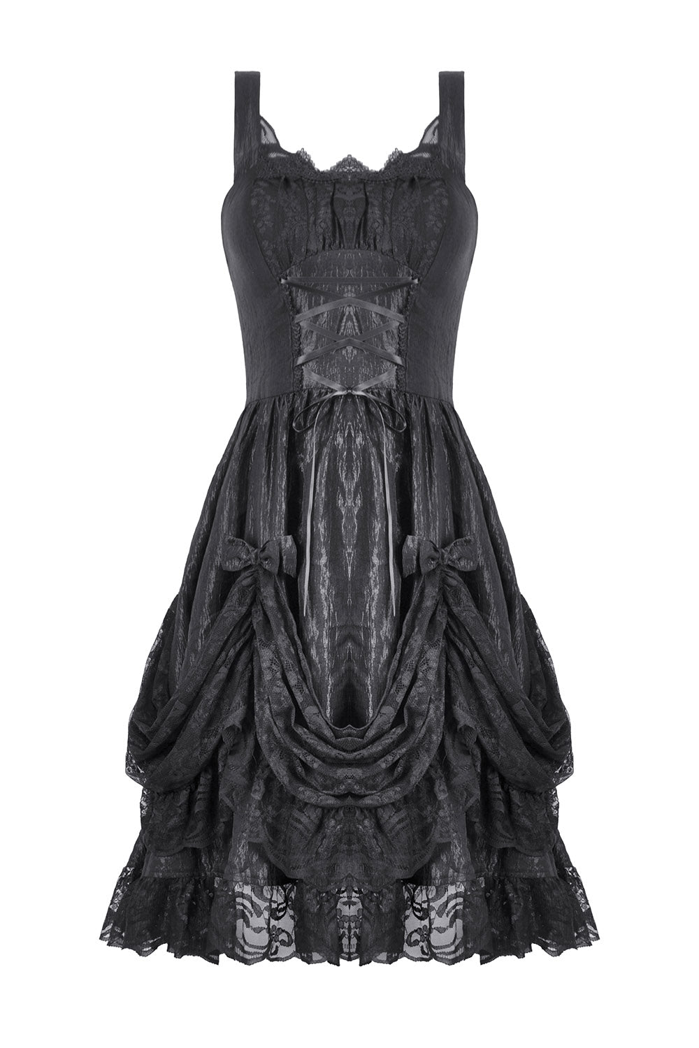 Black lace dress on a white background