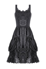 Black lace dress on a white background