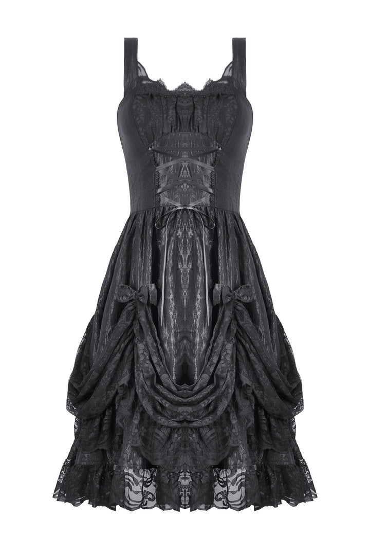 Black lace dress on a white background