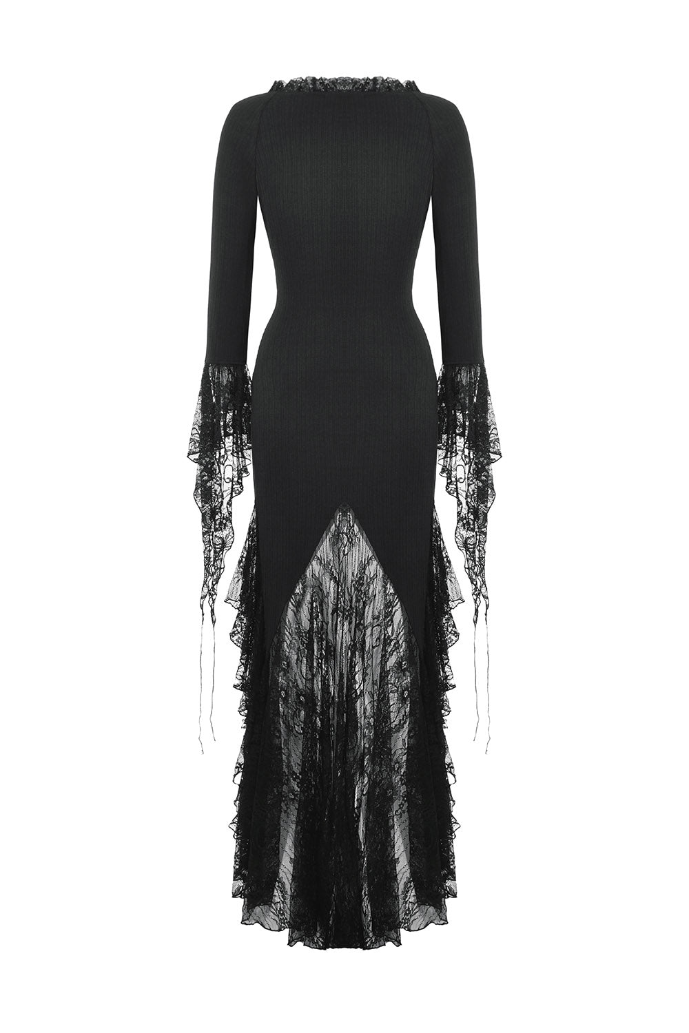 high leg slit embroidered goth dress