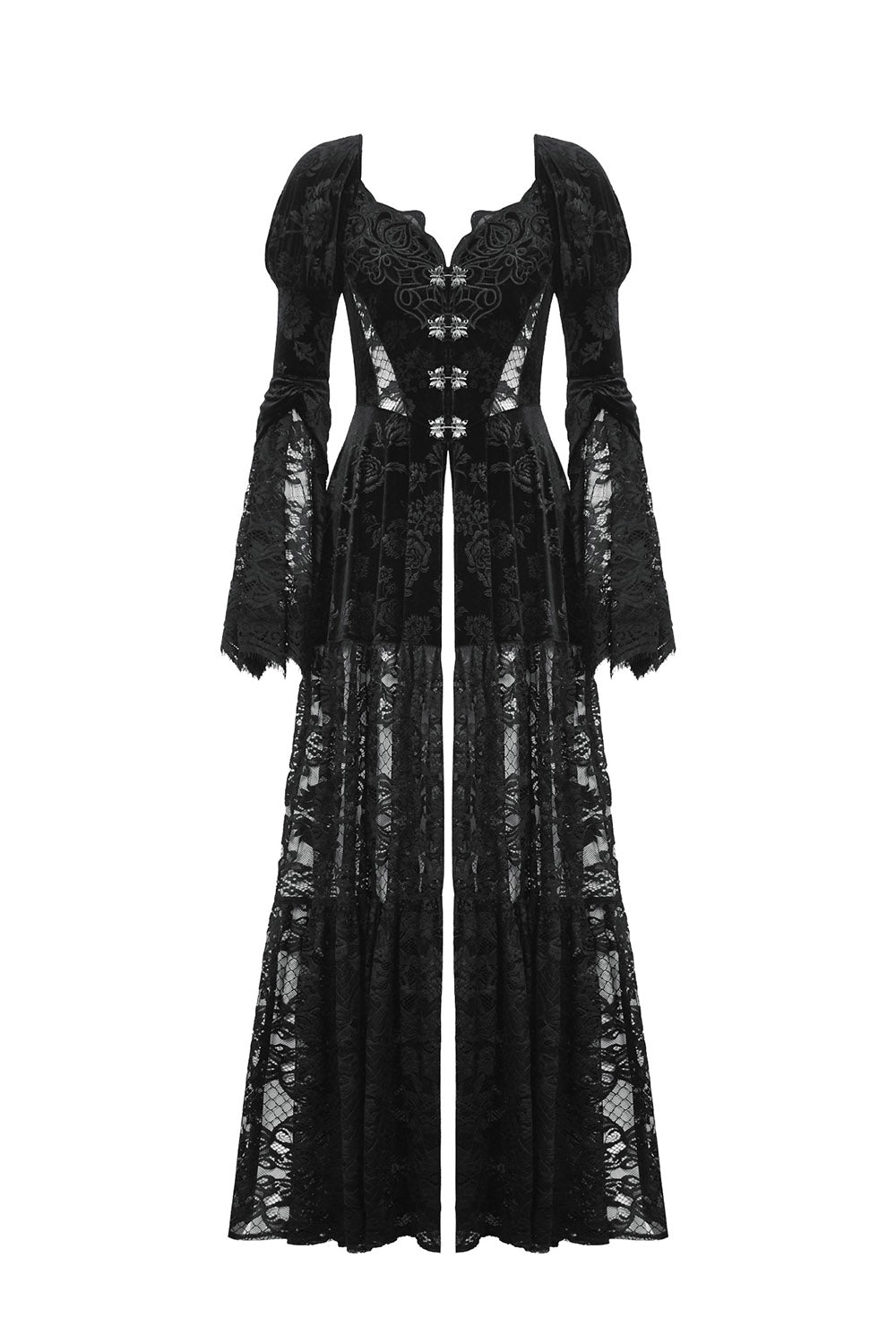 gothic lace dress with front clasp closure 
