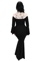 romantic gothic mermaid tail dress with built-in bra