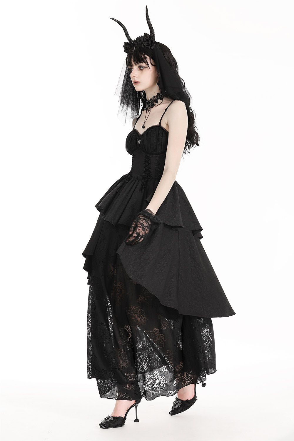 gothic sweetheart neckline dress