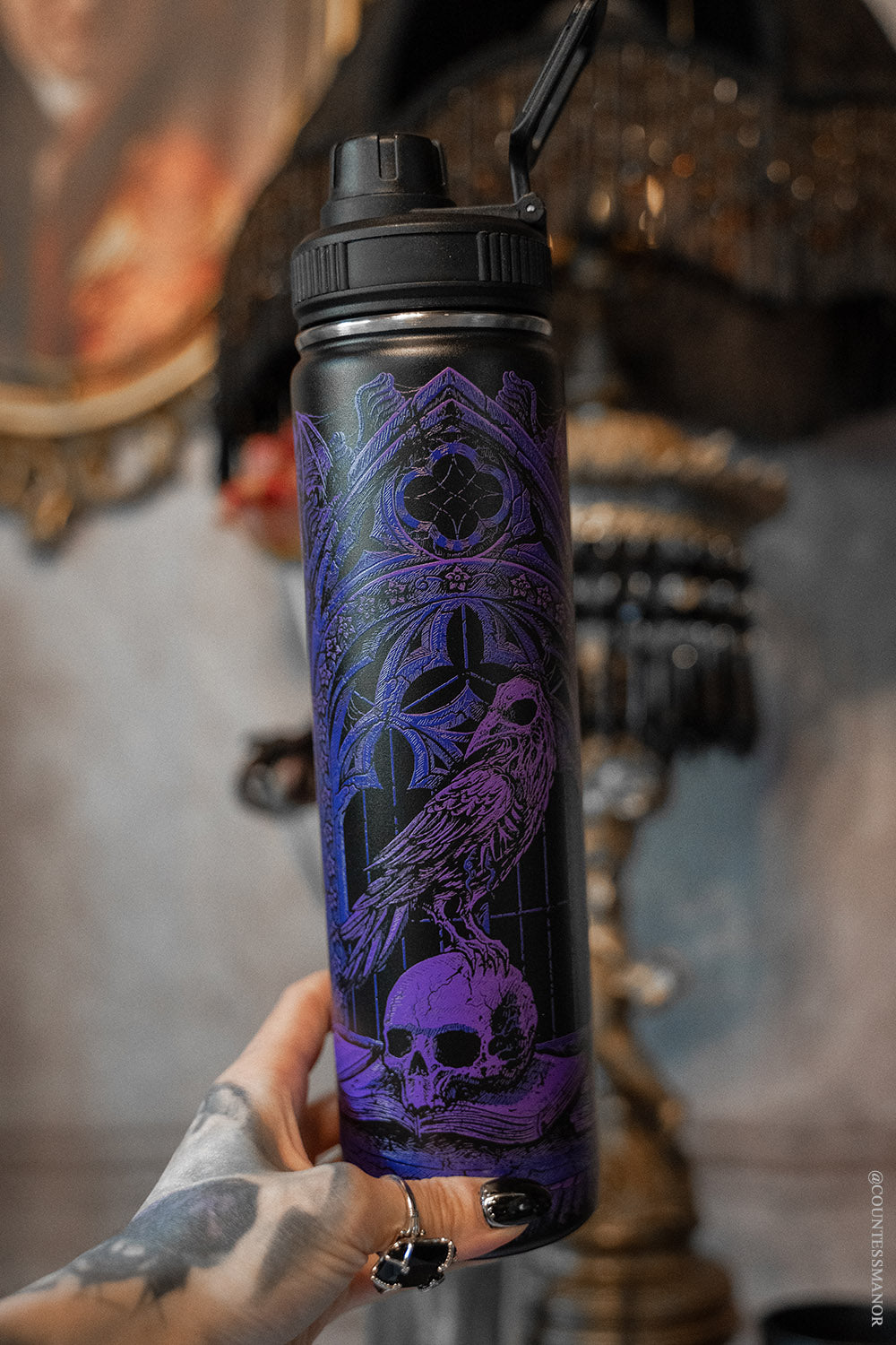 edgar allan poe water bottle 