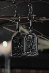 dark metal and sterling silver beauty and the beast earrings
