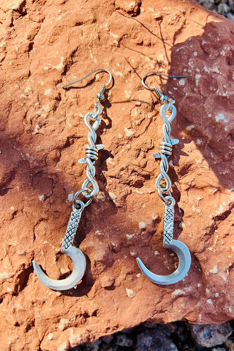 punk dangle drop earrings with sickle charms