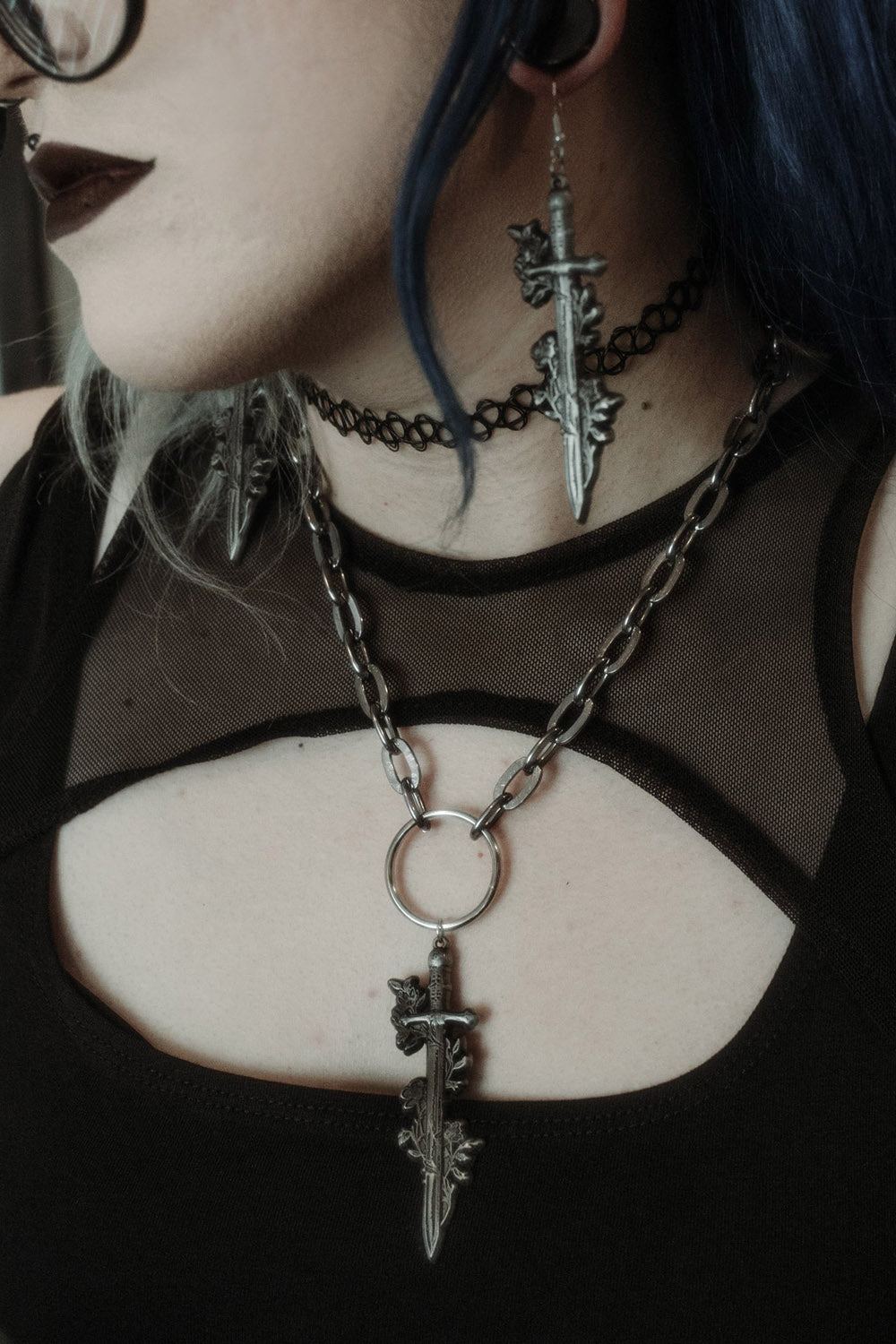 o ring punk metal necklace