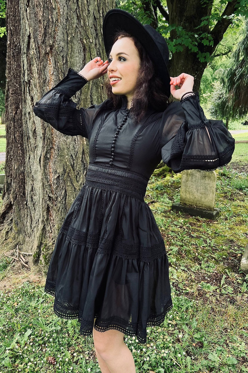 midi gothic black dress