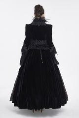 cropped goth coat with flared lace sleeves