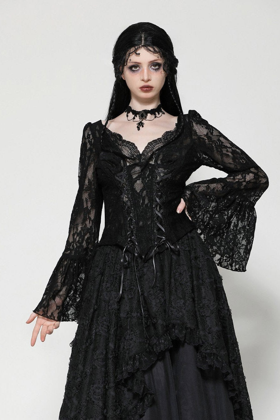 womens black lace corset top