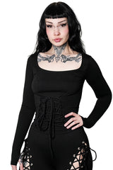 gothic lace-up sleeve top
