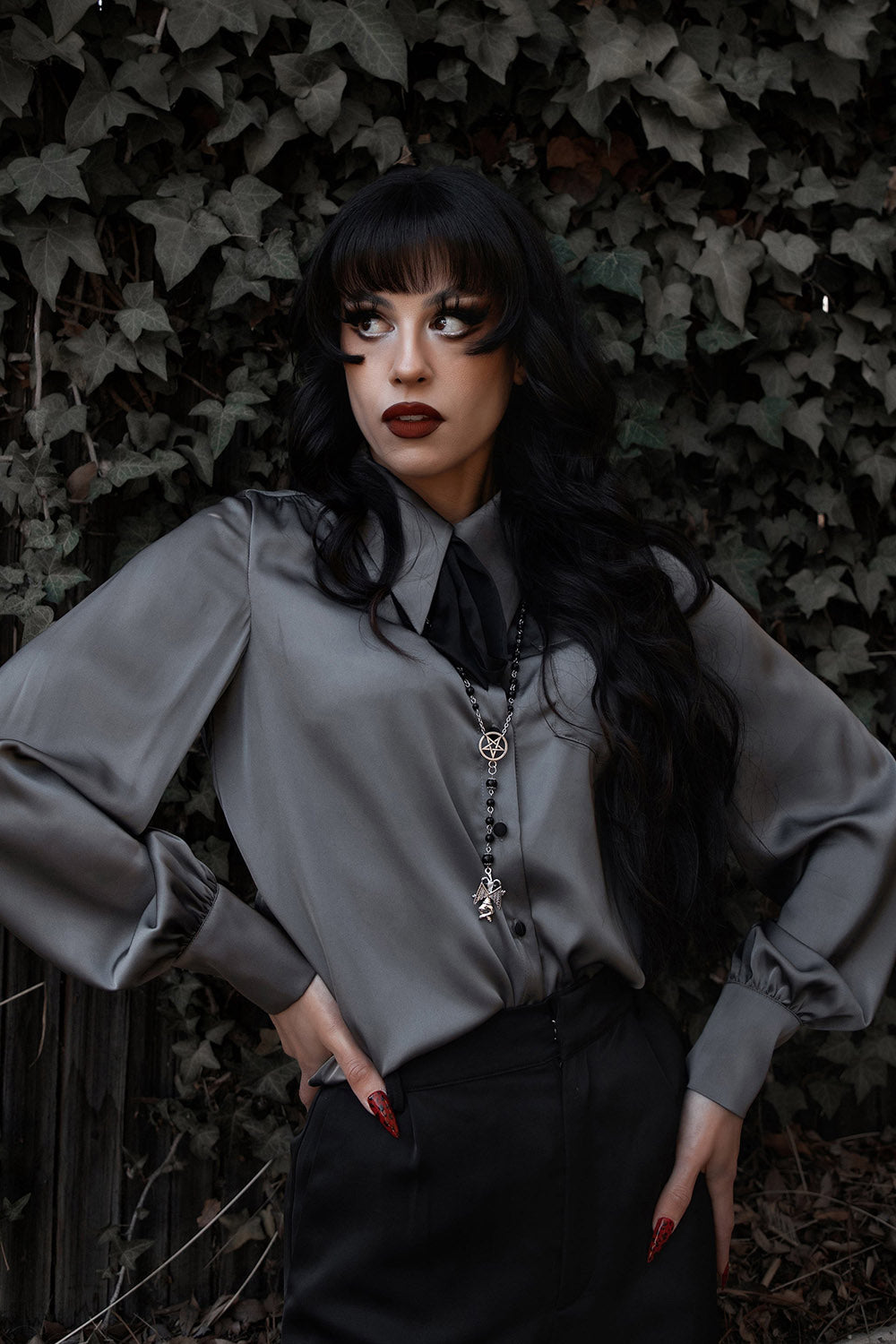 silver fabric occult shirt