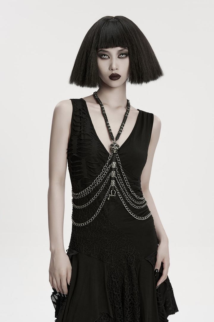 gothic skull spine harness for body