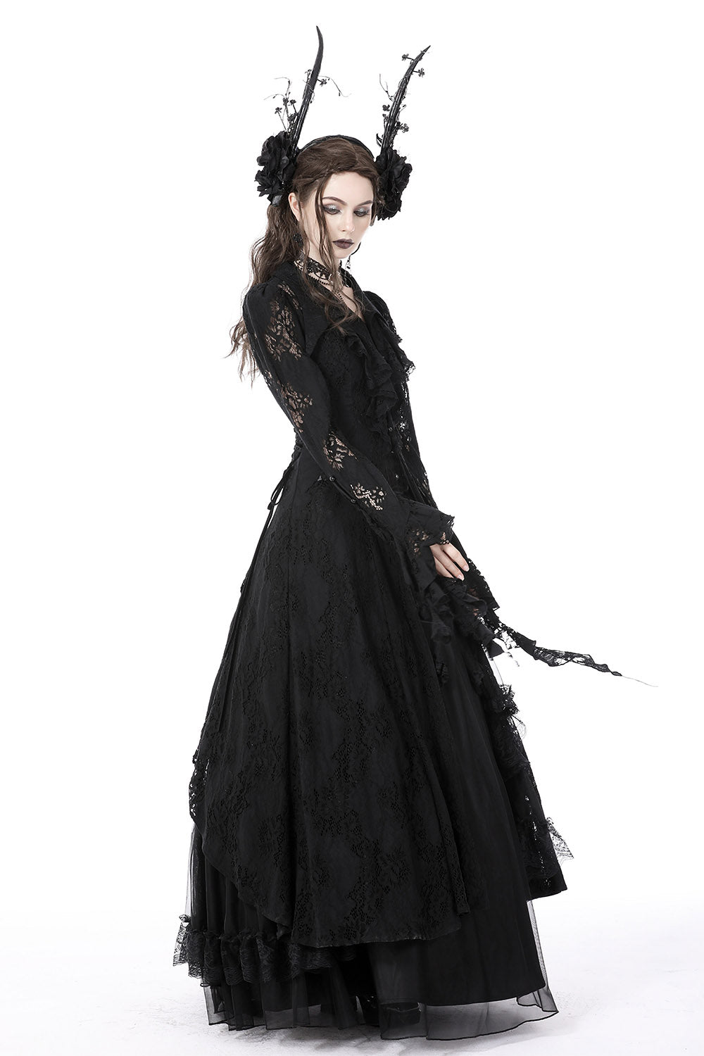 flared sleeve gothic lace cardigan