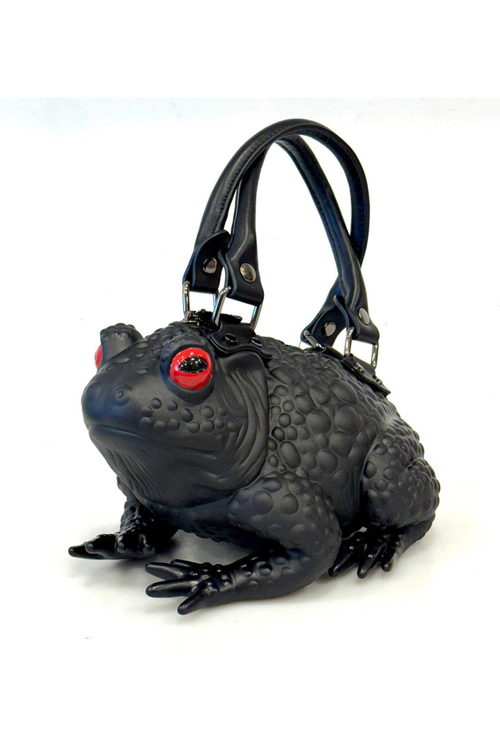 Windy Willow toad shaped handbag with red eyes