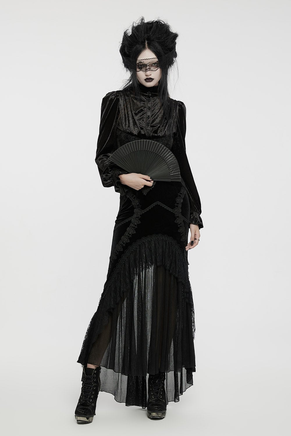 Gothic Geisha Velvet Skirt - skirts - VampireFreaks - Punk Rave