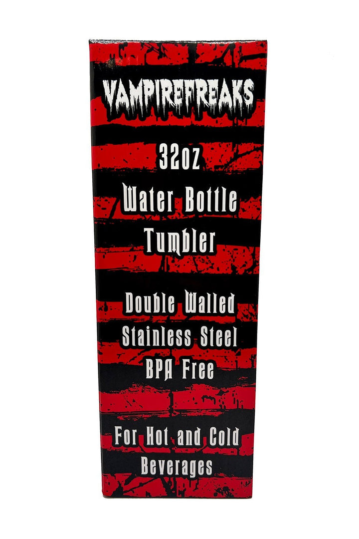 spooky striped red and black distressed gift box for a stainless steel werewolf water bottle