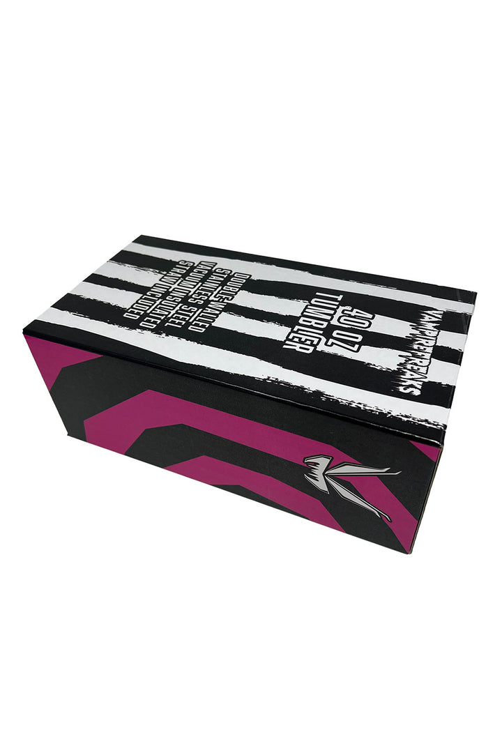 spiral and striped gift box for a punk stainless steel distressed tumbler