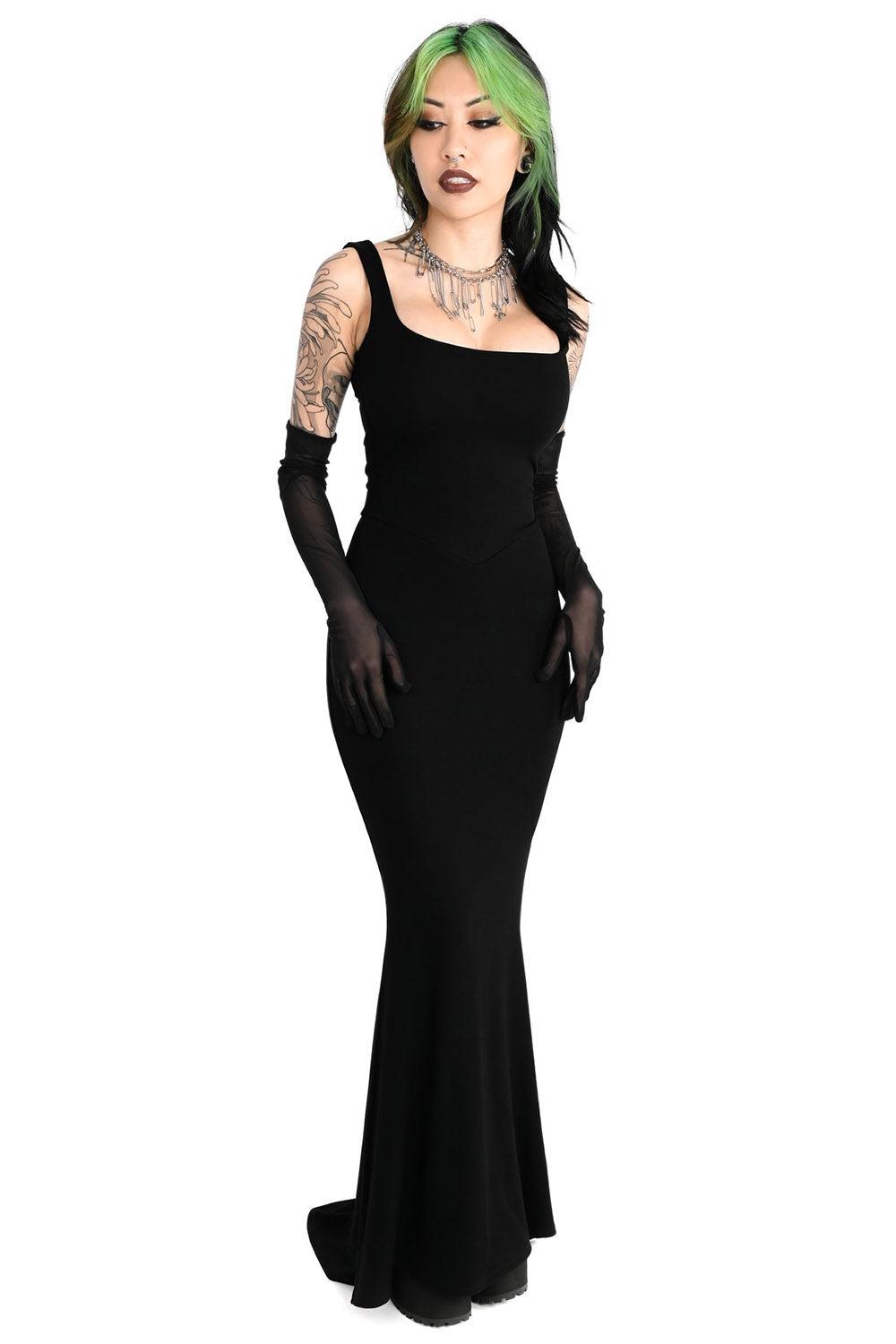 gothic long maxi black dress