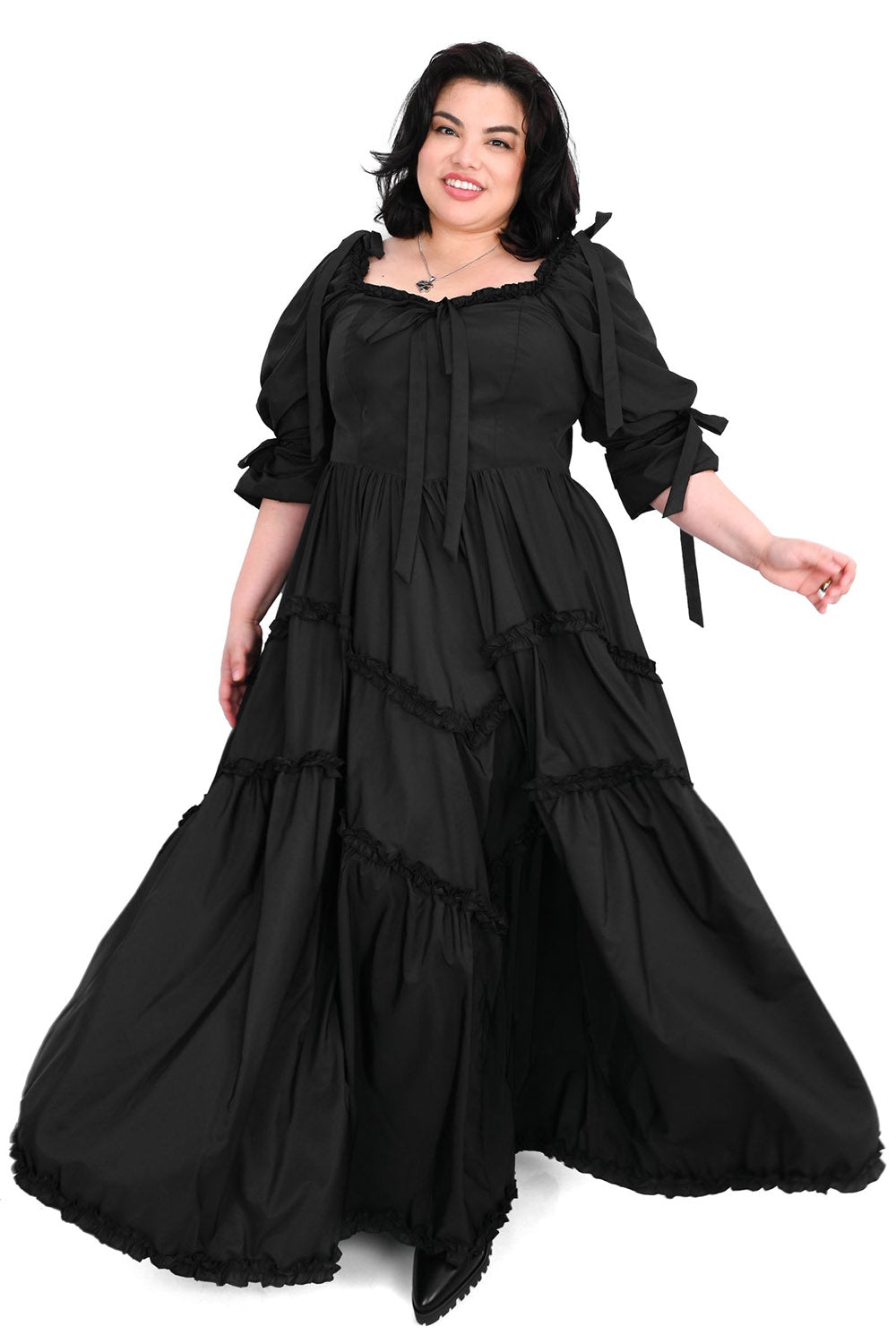 layered long romantic goth gown