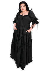 victorian layered long romantic goth gown with bustle