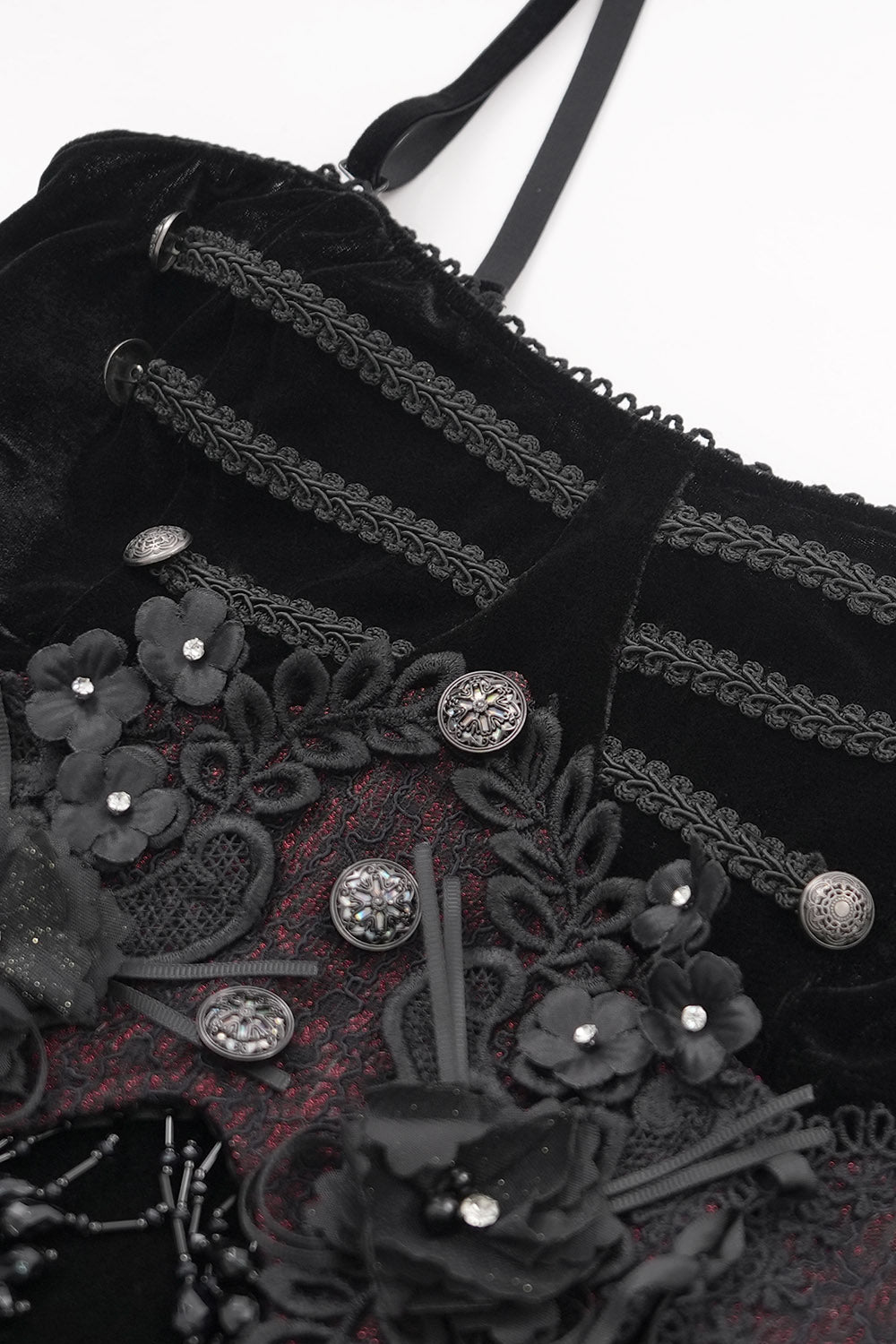 lace up embroidered buttoned dress