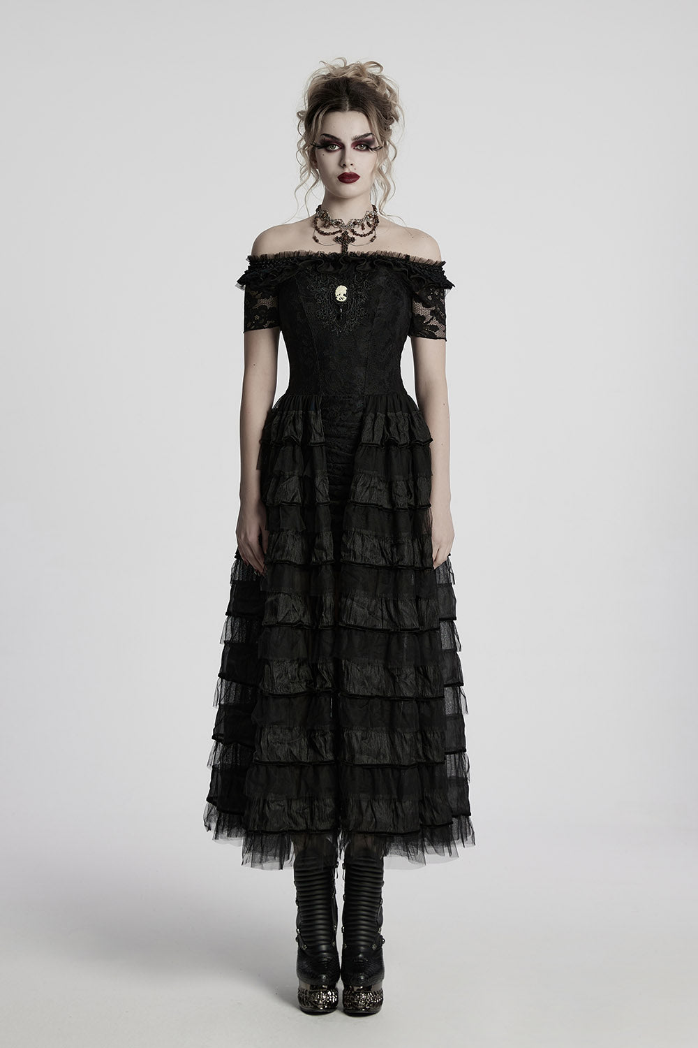 womens black lace sleeve whimsigoth dress
