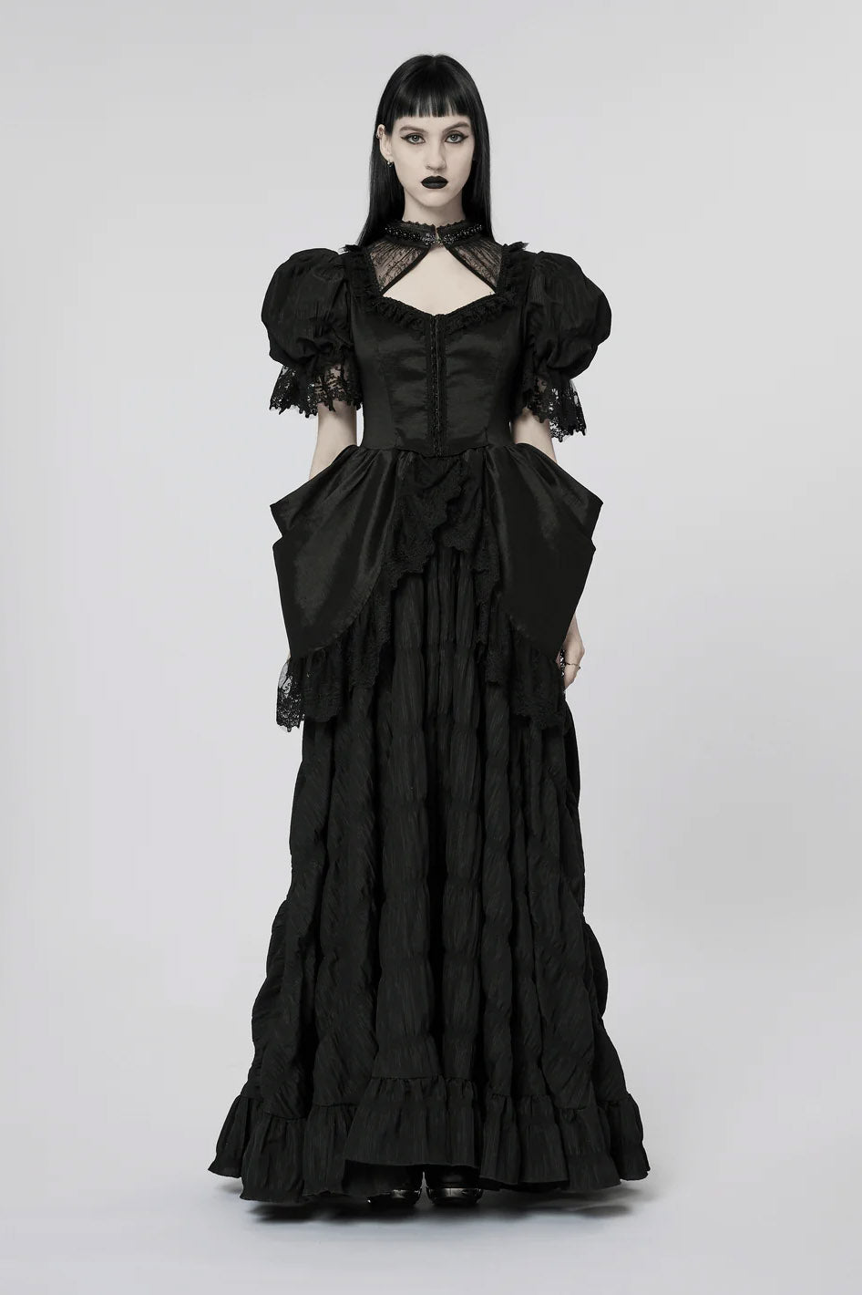 womens vintage goth bustle dress