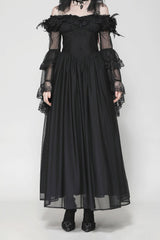 goth off the shoulder mesh gown