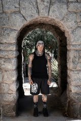 mens long cotton gothic sweat shorts 