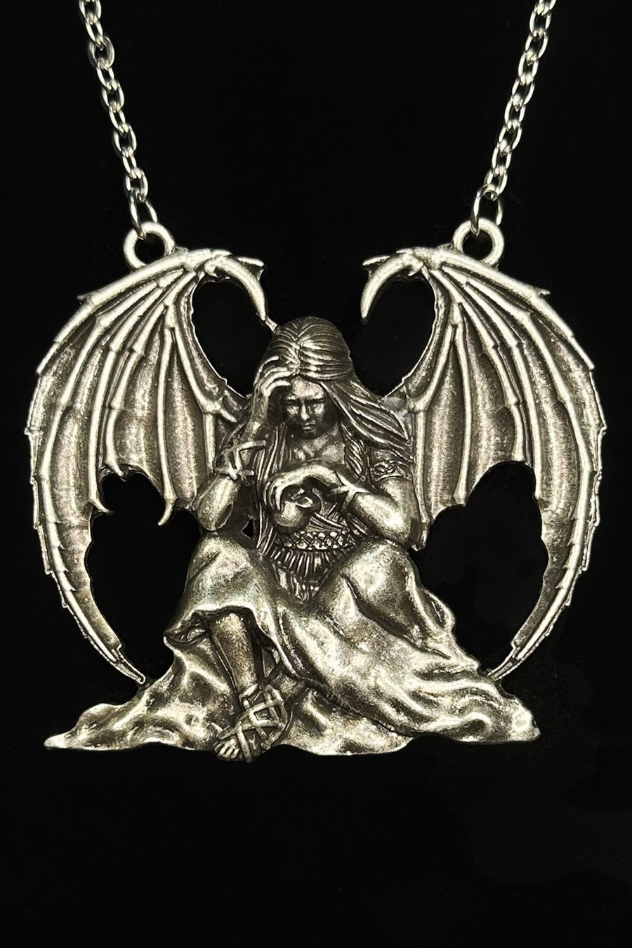 gothic crying angel necklace